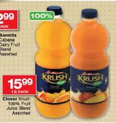 Clover Krush 100% Fruit Juice Blend Assorted-1.5L Each