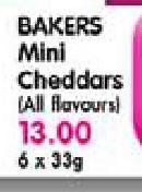 Bakers Mini Cheddars(All Flavours)-6X33g
