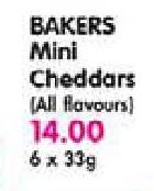 Bakers Mini Cheddars (All Flavours)-6x33gm