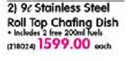 Stainless Steel Roll Top Chafing Dish-9Ltr Each