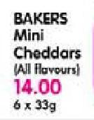 Bakers Mini Cheddars(All Flavours)-6x33Gm