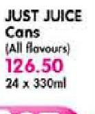 Just Juice Cans(All Flavours)-24x330Ml