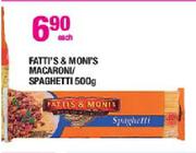 Fatti's & Moni's Macaroni Spaghetti-500g Each