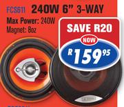 Dixon Car Speakers 240W 6"-3Way(FCS611)