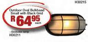 Outdoor Oval Bulkhead Small With Black Grid(H30211)-Each
