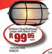 Outdoor Oval Bulkhead Large With Black Grid(H30215)-Each