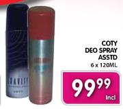 Coty Deo Spray Asstd-6X120ml