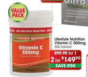 Lifestyle Nutrition Vitamin C 500mg-300 Tablets