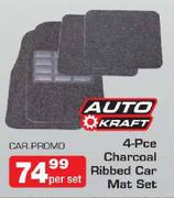 Auto Craft 4 Piece Charcoal Ribbed Car Mat Set-Per Set
