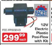 Facet 12V Electric Plastic Posi-Flow With Kit-Each