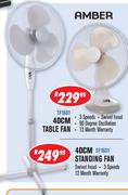 Amber 40cm Standing Fan-Each
