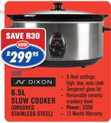 Dixon 6.5L Slow Cooker(Brushed Stainless Steel)-Each