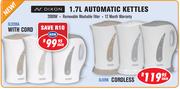 Dixon 1.7L Automatic Kettles With Cord-Each
