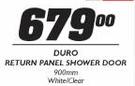 Duro Return Panel Shower Door White/Clear-900mm