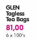 Glen Tagless Tea Bags-6x100's Each
