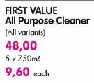 First Value All Purpose Cleaner(All Variants)-5x750ml Each 