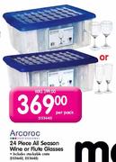 Arcoroc 24 Piece All Season Wine Or Flute Glasses-Per Pack