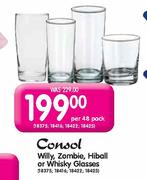 Consol Willy, Zombie, Hiball Or Whisky Glasses-Per 48 Pack