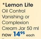 Lemon Lite Oil Control Vanishing Or Complexion Cream Jar-50ml