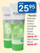 Pond's Naturals Perfect Colour Complex Facial Foam-100ml/Day Cream-50ml Each