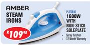 Amber Steam Irons 1600W With Non-Stick Soleplate PL172B16