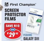 First Champion Screen Protector Film Galaxy SIII FCSIIIHC