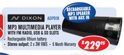 Dixon MP3 Multimedia Player With FM Radio, USB & SD Slots ADP018