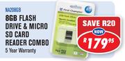 First Champion 8GB Flash Drive & Micro SD Card Reader Combo NA208GB