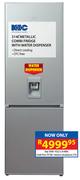 KIC 314Ltr Metallic Combi Fridge With Water Dispenser