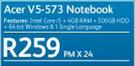 Acer V5-573 Notebook-On Telkon Simple