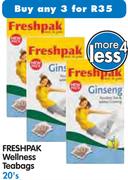 Freshpak Wellness Teabags-3x20's Pack