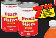 Ritebrand Peach Slices/Halves In Syrup-410g Each