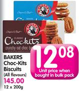 Bakers Choc-Kits Biscuits(All Flavours)-12x200G