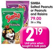 Simba Salted Peanuts Or Peanuts And Raisins-36x50G