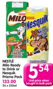 Nestle Milo Ready To Drink Or Nesquik Prisma Pack-24x250Ml