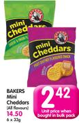 Bakers Mini Cheddars(All Flavours)-6x33G