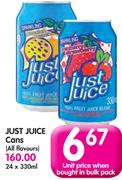 Just Juice Cans(All Flavours)-24x330Ml
