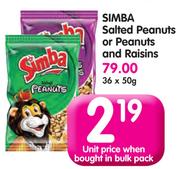 Simba Salted Peanuts Or Peanuts And Raisins-36x50g