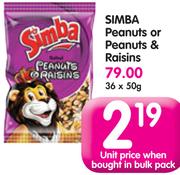 Simba Peanuts Or Peanuts & Raisins-36x50G