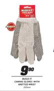 Build It Canvas Gloves With Knitted Wrist-260mm