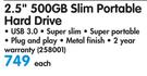 Seagate 2.5" 500GB Slim Portable Hard Drive