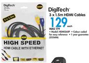 Digitech 3x1.5m HDMI Cables HDMI260P