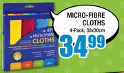 Micro-Fibre Cloths-4-Pack 30x30cm