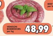 Venison Boerewors-Per Kg