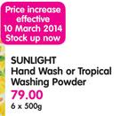 Sunlight Hand Wash Or Tropical Washing Powder-6X500g