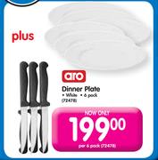 Aro Dinner Plate White-Per 6 Pack