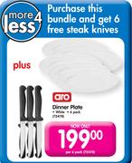 Aro White Dinner Plate-6 Pack