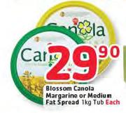 Blossom Canola Margarine Or Medium Fat Spread Tub-1kg