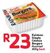 Rainbow Simply Chicken Burgers-400gm