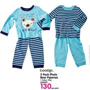 George 2 Pack Photo Bear Pyjamas-Per Pack